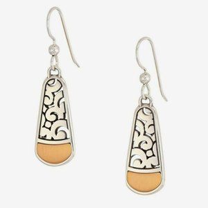 Brighton CATANIA 2 Tone Mixed Metal Gold & Silver French Wire Hoop Earrings New